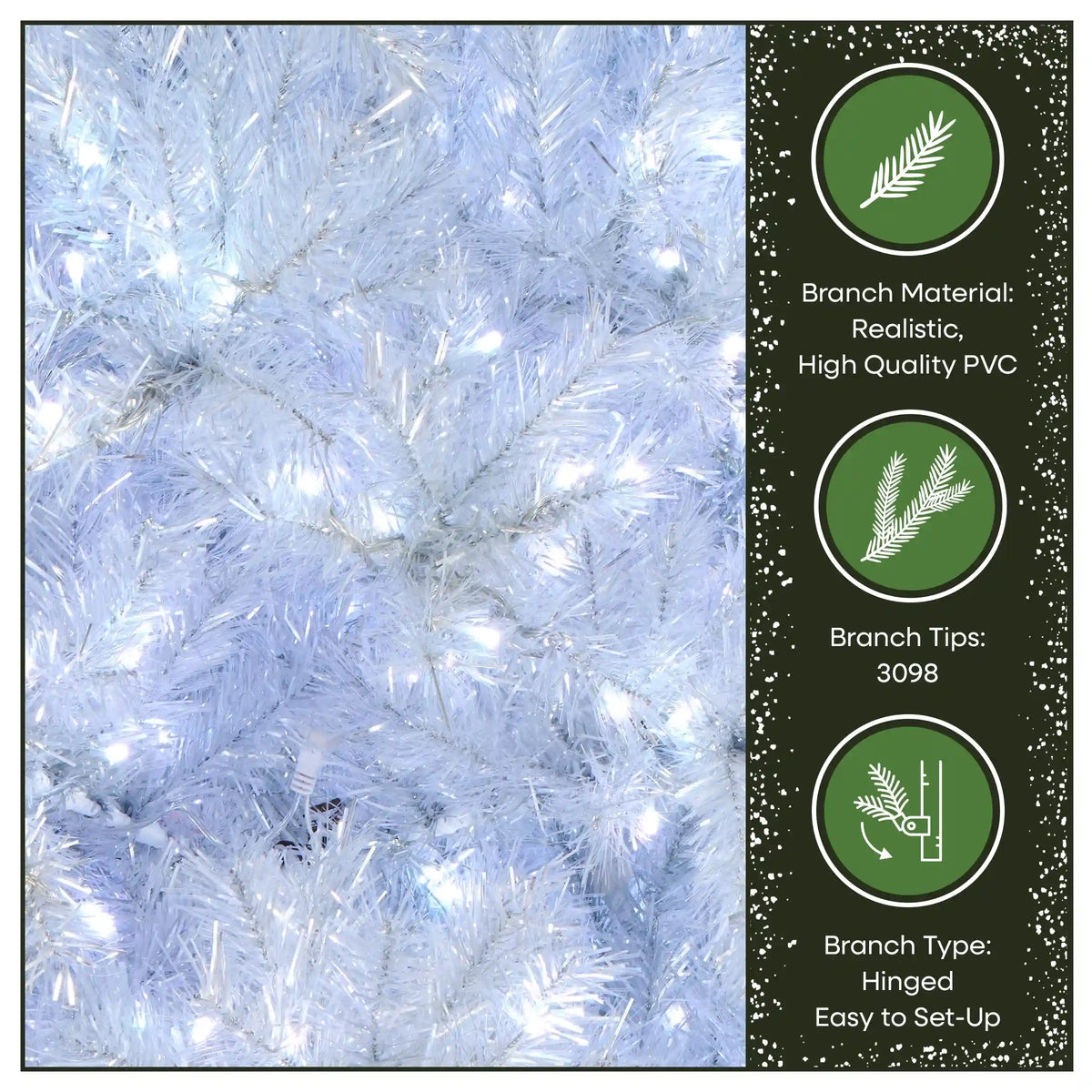 10 ft. Pre-Lit Crystal Pine Hinged Tree with RGB Lights, Plug-In