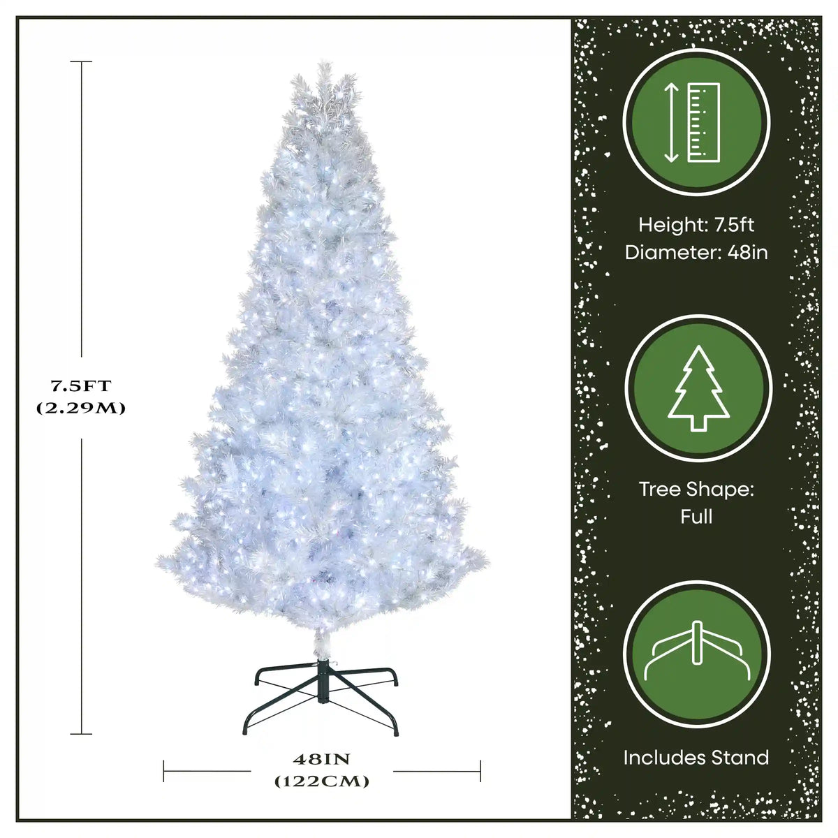 7.5 ft. Pre-Lit Christmas Crystal Pine Silver Metallic Tree, Plug-In