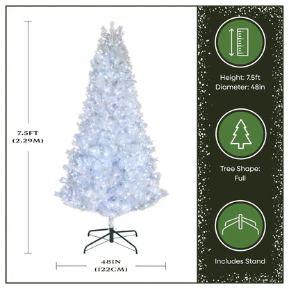 7.5 ft. Pre-Lit Christmas Crystal Pine Silver Metallic Tree, Plug-In