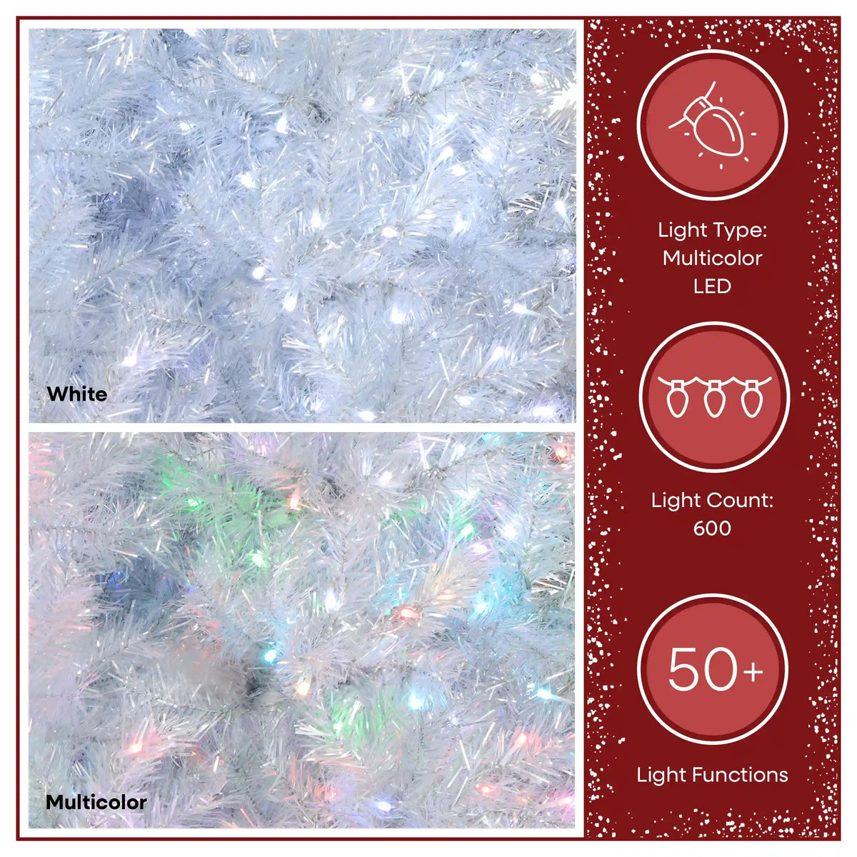 7.5 ft. Pre-Lit Christmas Crystal Pine Silver Metallic Tree, Plug-In
