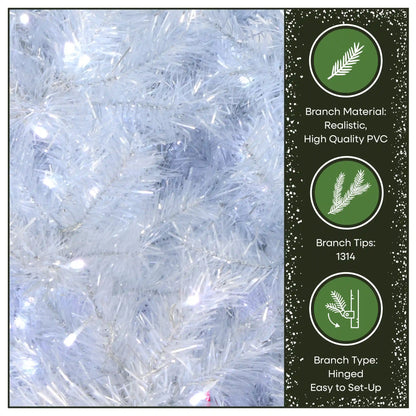 7.5 ft. Pre-Lit Christmas Crystal Pine Silver Metallic Tree, Plug-In