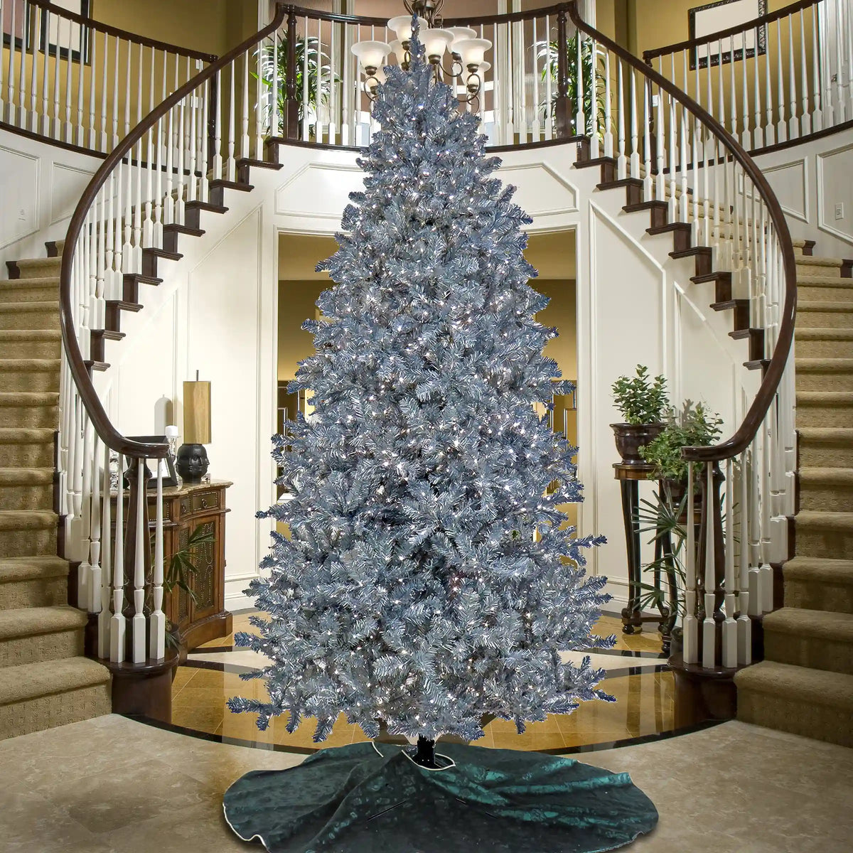 9 ft. Pre-Lit Christmas Matt Silver Silver Metallic Tree, Plug-In