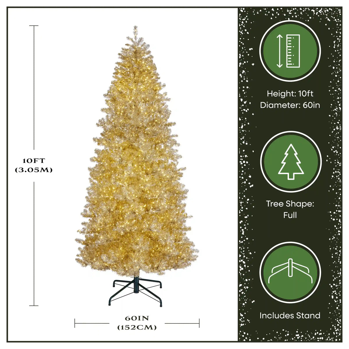 10 ft. Pre-Lit Christmas Platinum Metallic Tree with Warm White LED Infinity Lights