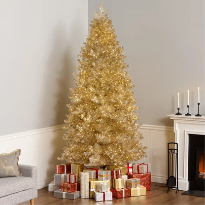 9 ft. Pre-Lit Christmas Platinum Metallic Tree with LED Infinity Lights