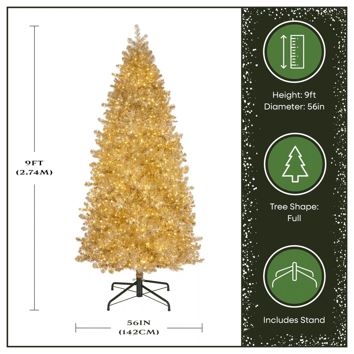 9 ft. Pre-Lit Christmas Platinum Metallic Tree with LED Infinity Lights