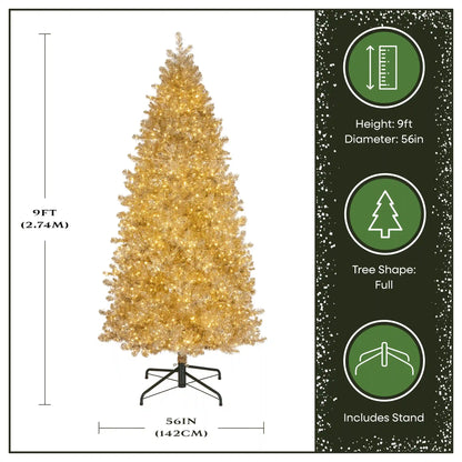 9 ft. Pre-Lit Christmas Platinum Metallic Tree with LED Infinity Lights