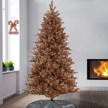 7.5 ft. Pre-Lit Christmas Rose Gold Metallic Tree, Plug-In