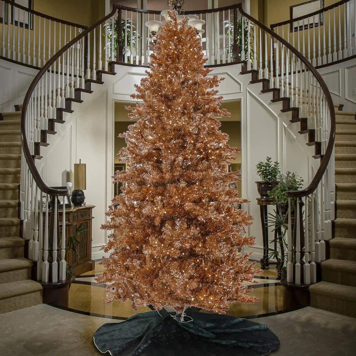 9 ft. Pre-Lit Christmas Rose Gold Metallic Tree, Plug-In