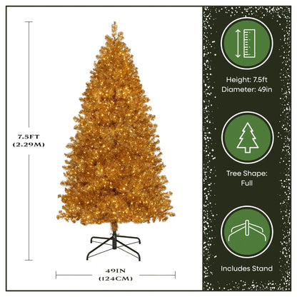 7.5 ft. Pre-Lit Christmas True Gold Metallic Tree with LED Infinity Lights