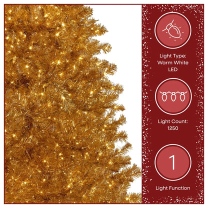 7.5 ft. Pre-Lit Christmas True Gold Metallic Tree with LED Infinity Lights