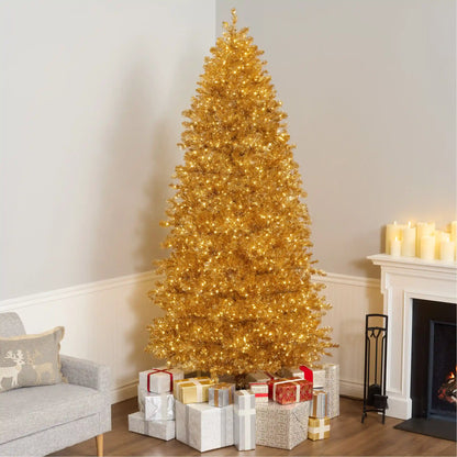 9 ft. Pre-Lit Christmas True Gold Metallic Tree with LED Infinity Lights