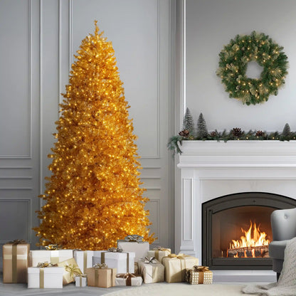 9 ft. Pre-Lit Christmas True Gold Metallic Tree with LED Infinity Lights