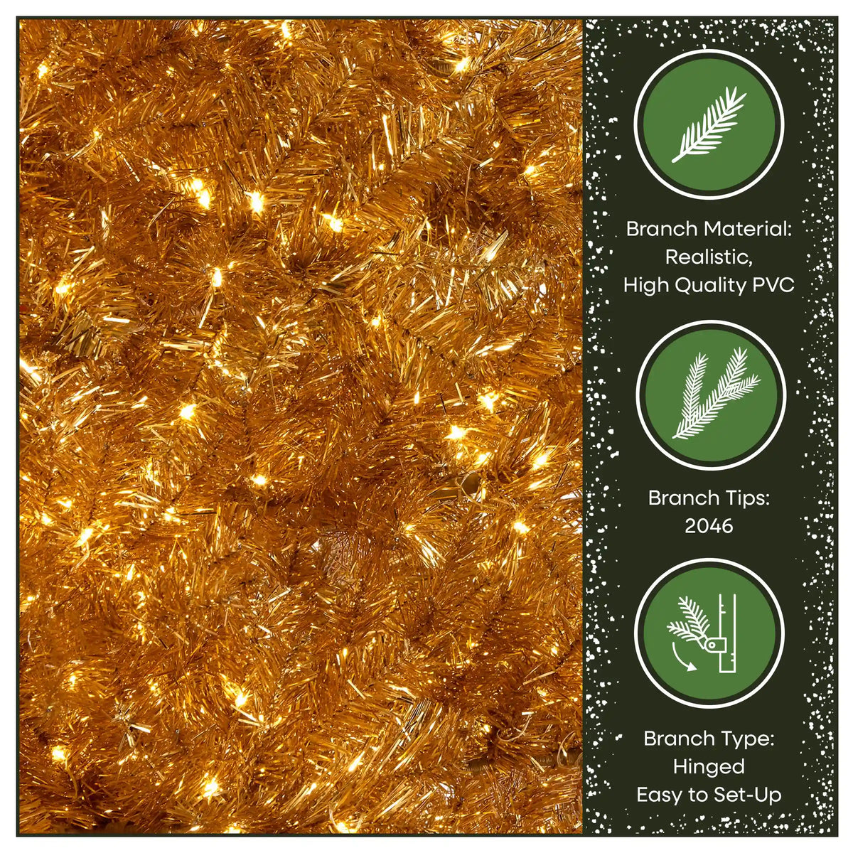 9 ft. Pre-Lit Christmas True Gold Metallic Tree with LED Infinity Lights