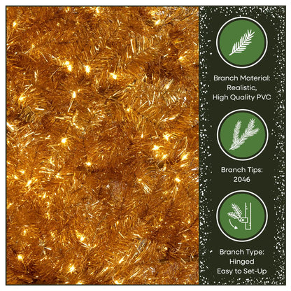 9 ft. Pre-Lit Christmas True Gold Metallic Tree with LED Infinity Lights