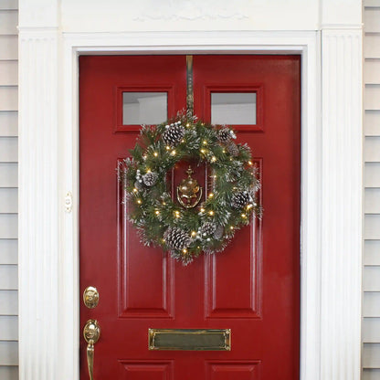 24 in. Pre-Lit Whitter Pine Wreath with LED Lights