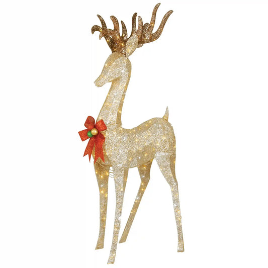 74 in. Pre-lit Crystal Champagne Standing Buck, Plug-In