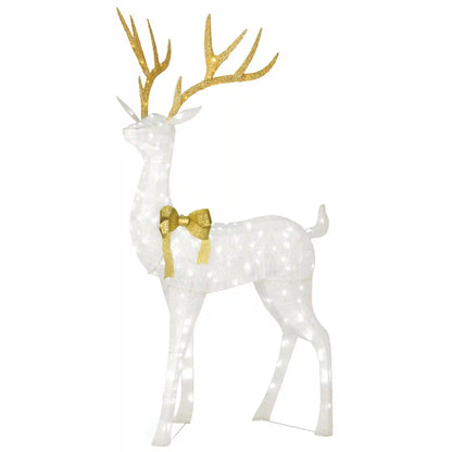 86 in. Pre-lit Crystal White Standing Buck, Plug-In