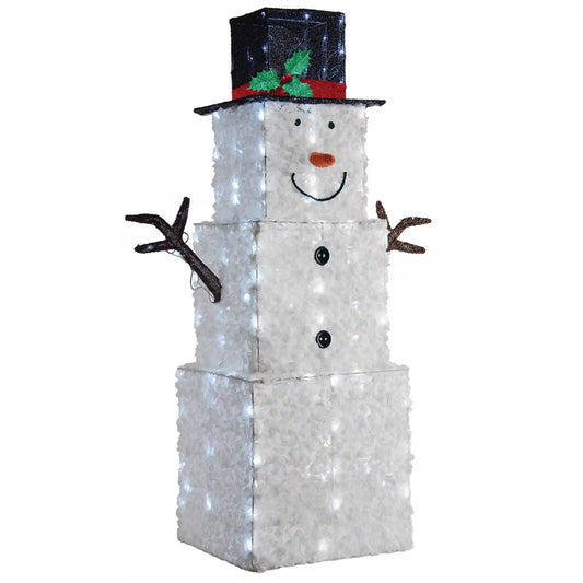 42 in. Snowman Decoration with Cool White LED Lights, Plug-In