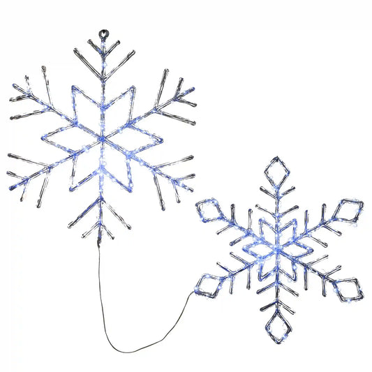 24 in. and 20 in. Ice Crystal Snowflakes with LED Lights, Plug-In