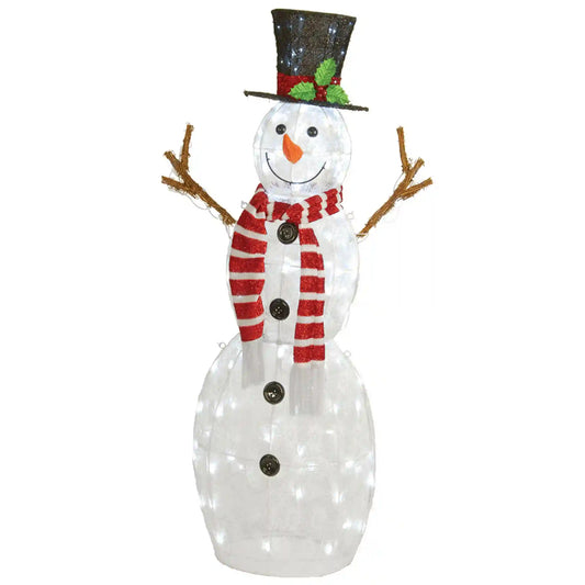 48 in. Pre-Lit Snowflake Fabric Snowman with LED Lights