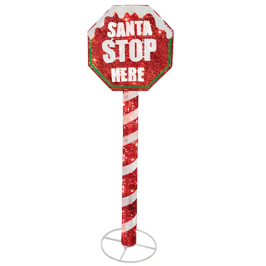 60 in. Stop Sign Decoration with LED Lights, Plug-In