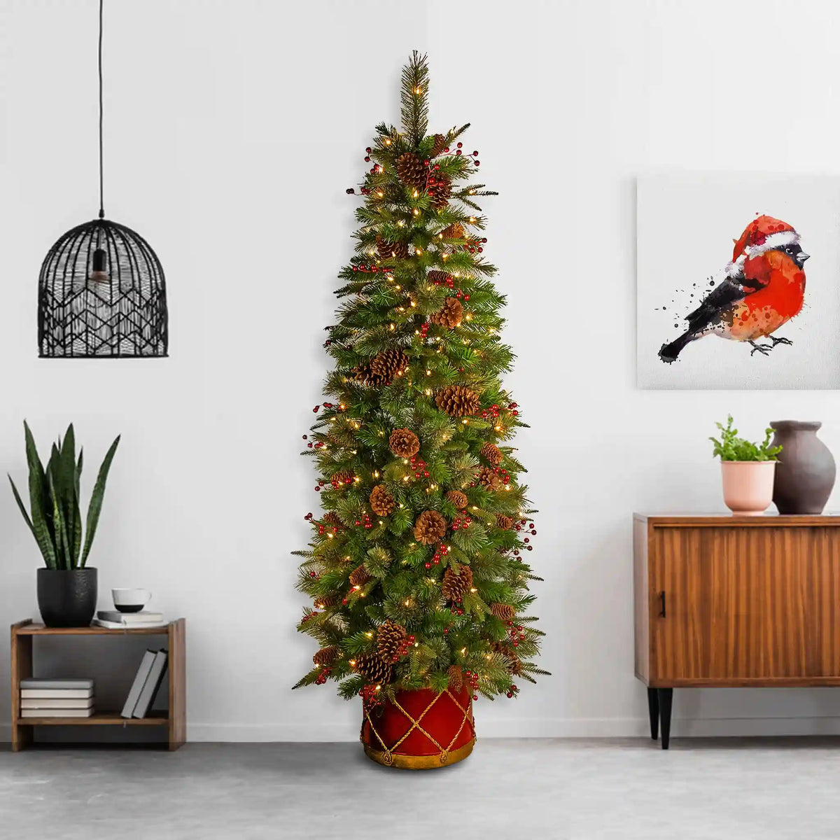 6 ft. Pre-Lit Colonial Collection Slim Tree with Clear Lights, Plug-In