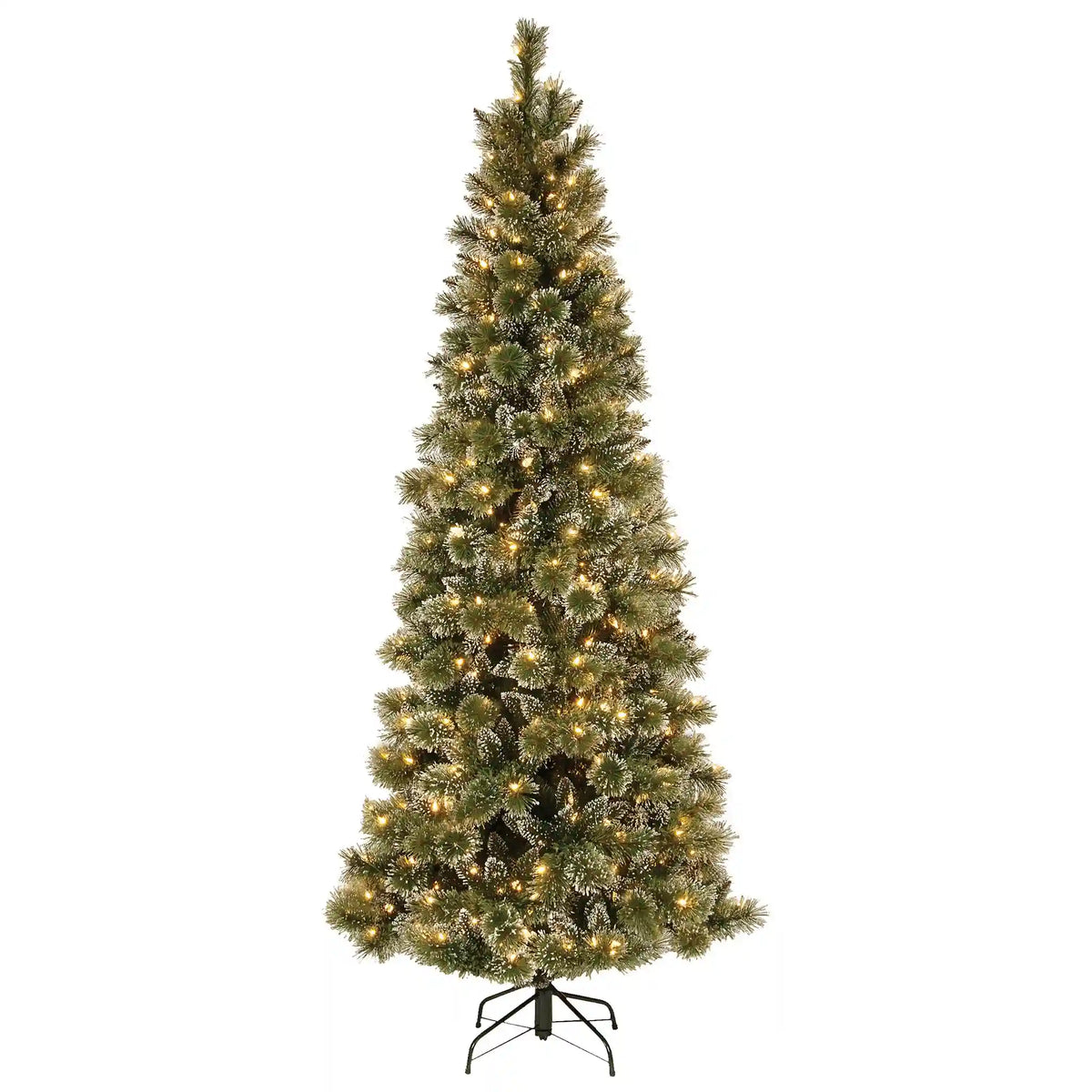 7.5 ft. Pre-Lit Glittery Bristle Slim Tree with LED Lights, Plug-In
