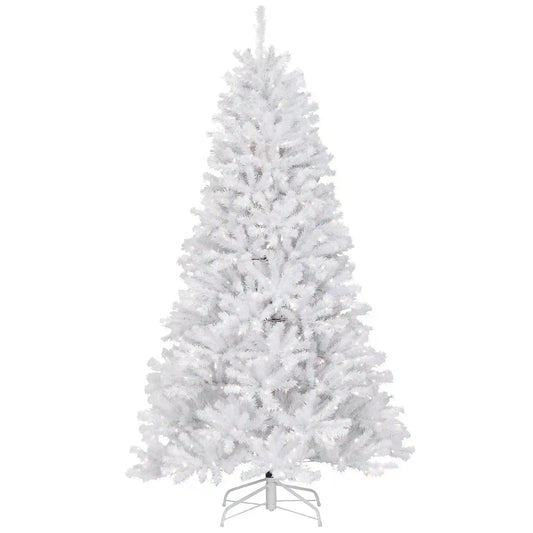 7.5 ft. Pre-Lit North Valley Spruce White Tree with Clear Lights, Plug-In