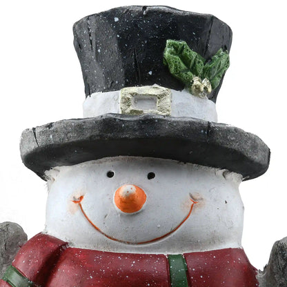 17 in. Snowman with Red Scarf, Black Hat & LED Lights